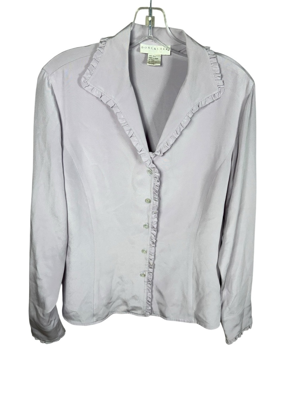 Doncaster Soft Lavender‎ Silk Button-Up Top